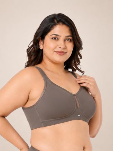 Image of SOIE Women's Full Coverage Minimizer Bra|Non Padded, Non Wired,Nylon Spandex |Broad Cushioned Straps,High Side Coverage & Side Support