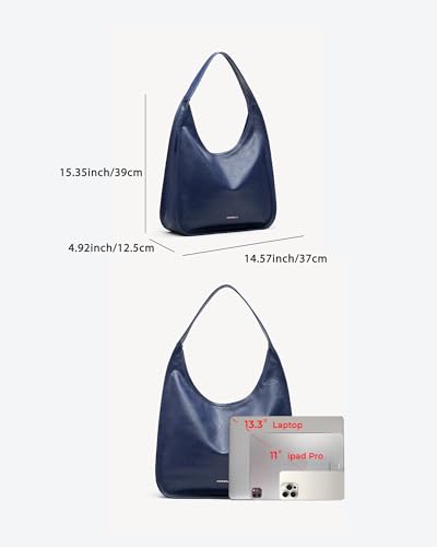 Image of NEWBELLA Hobo Purse, PU Leather Shoulder Bag, Tote Handbag for Work and Travel (Blue)