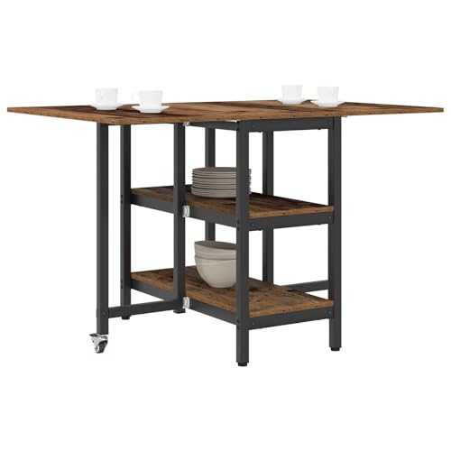 vidaXL Table à dîner 122 x 80 x 76,5 cm Bois d'ingénierie Bois Ancien, Une Table à Manger rectangulaire Moderne, Bois d'ingénierie, Espace de Rangement,...