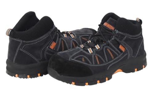 Image of BLACK+DECKER High Ankle Navy Leather Safety Shoes for Men | Double Density | Fiber Toe | Antistatic & Antislip | BXWB0164IN