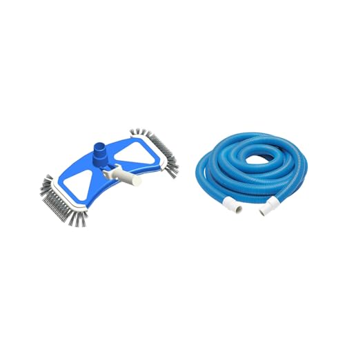 SPIDO - Destockage - Kit Entretien Piscine - Kit Nettoyage Piscine avec Épuisette, Brosse, Diffuseur Chlore, Thermomètre et Kit Aspiration Manuel (Kit Aspiration...
