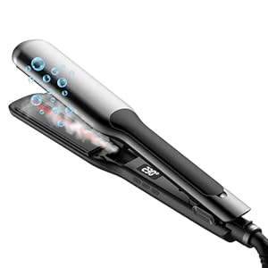 UKLISS Dampf Glätteisen Breit mit LCD Display, Haarglätter für Ultraglatte Haare, Temperatureinstellung 100-230°C, Extreme Glättung mit Haarschutz