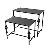 DYNAMI 2-Piece Set Retro Black Nesting Tables, Metal Shoe Handbag Display Stand for Retail Stores,Industrial Retail Display Tables Boutique Display Riser Shelf (Black, 29.5