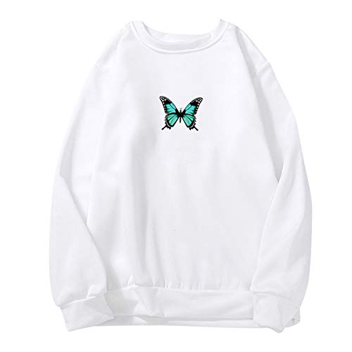 Overdose Damen Tops Blusen Sweatshirts Lange Ärmel Tshirt Rundhals Hemd Loose Drucken Oberteile Tee Tunika Pullover Weste T Shirts T-Shirts Casual Bluse Cover