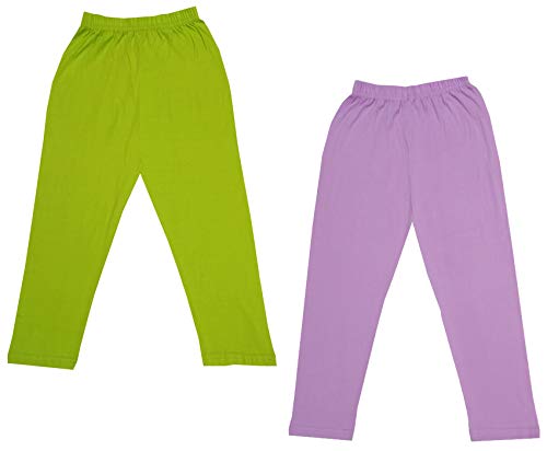 Image of IndiWeaves Girls Super Soft Cotton Solid Capri Pants (Purple, Green, 6-7 Years) Pack of 2