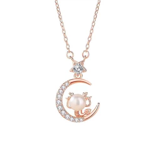 Collier perles argent sterling plaqué or femme bijoux de lune pendentif anniversaire