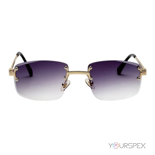 Image of UV Protection Polarized Sunglasses for Men & Women Unisex - Stylish Classic Vintage Coating Rimless Metal (Large)