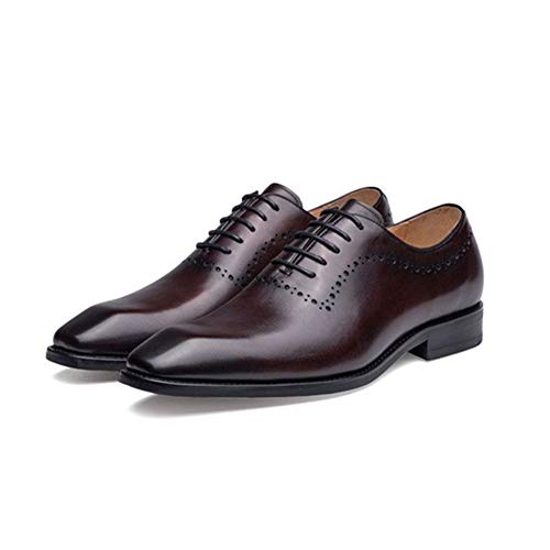 Hand-Made Oxford for Men Shoes Lace Up CarvingGenuine Leather Pointed Toe Retro Color Block Heel Casual Business2
