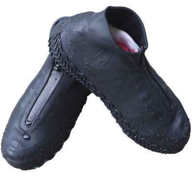 KJH-T Shoe Covers, Reusable Foldable Not-Slip Rain Shoe Covers with Zipper,Shoe Protectors Overshoes for all (L, Black)