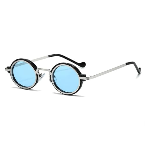 Petites lunettes de soleil de festival en plein air look punk rock argenté pour l'été
