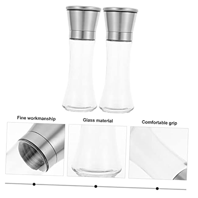 VICASKY 2pcs Stainless Steel Pepper and Salt Grinder Set Manual Adjustable Ceramic Mill for Sea Salt Black Pepper Coarse Fine Grinding Kitchen Spice Tool