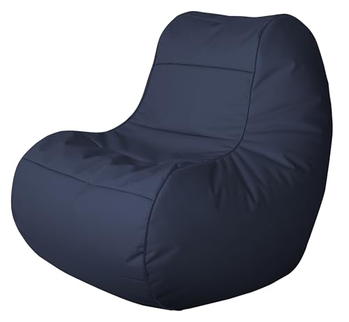 SITTING POINT, Navy Gouchee Home Chillybean Collection Contemporary Polyester Upholstered Plush Scuba Bean Bag Chair