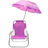 Cose da casa vi propone questa fantastica sedia richiudibile con ombrellino per bambini con struttura in metallo con tessuto in poliestere di colore rosa, verde, celeste o rossa per mare campeggio e rilassarti comodamente.