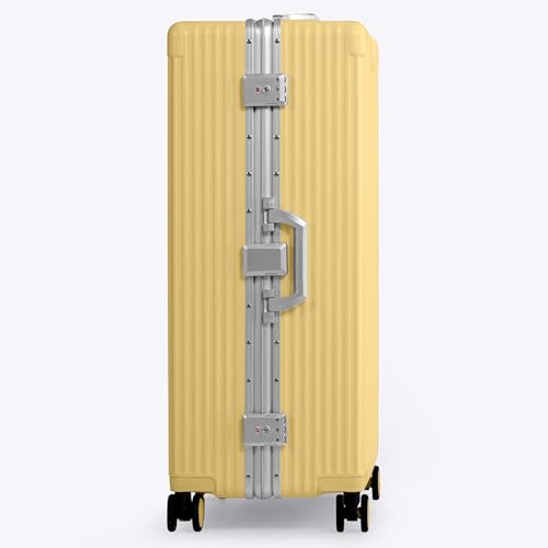 Image of Nobl Travel Zipperless Check In Suitcase - Aluminum Frame, Check In luggage 30.2x20x12 Airline Approved by Noble Travel - Polycarbonate Shell - Dual TSA Locks, 360 Spinner Wheels - Butter Yellow