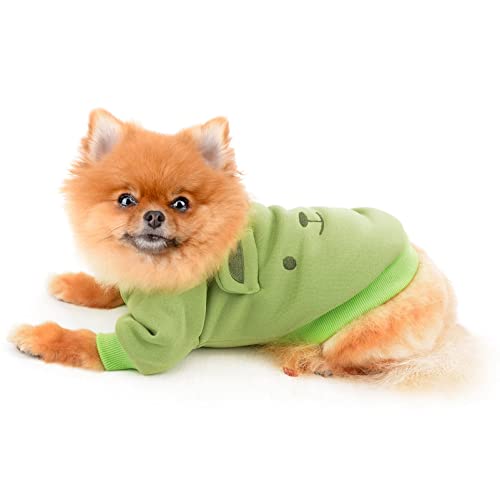 SMALLLEE_LUCKY_STORE Puppy Fleece Sweatshirt Pullover Jumper Sweater Cute Bear with Ears for Small Medium Dogs Cat Boy Girl Yorkie Chihuahua Kitten Warm Autumn Winter Clothes,Green,M - Image 4