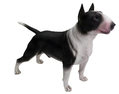 Realistic Plastic Bull Terrier Figurine - Lifelike Dog Breed Model for Kids, Collectors & Decor.Size:8.2 Inch.