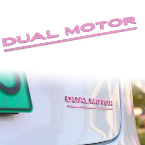 Image of 1 Pack YJMOTOR Model 3 Y Dual Motor Emblem Underline Badge Letters Sticker Compatible with Tesla Model 3 /Y /S /X Decorative Accessories(Light Pink)
