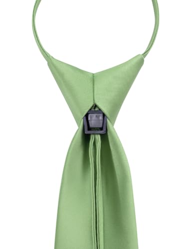 Image of YourTies Zipper Tie for Men Adjustable Pre-tied Satin Neckties and Pocket Square Set Solid Color Business Formal Wedding
