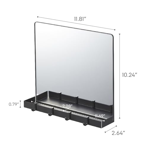 Miroir magnétique antichute de clés avec étagère compacte - 4