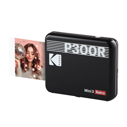 KODAK Mini 3 Retro ブラック KODAK Mini 3 Retro 3x3 Portable Photo Printer, 4PASS, 8 Sheets