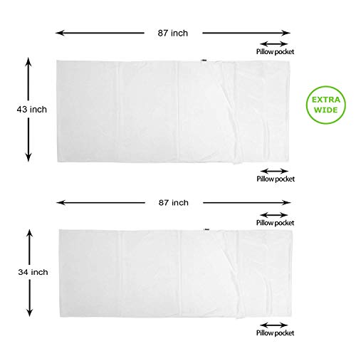 Image of Browint Silk Sleeping Bag Liner, Silk Sleep Sheet, Sack, Extra Wide 87 inchx43 inch, Lightweight Travel and Camping Sheet for Hotel, More Colors for Option, Reinforced Gussets, Pillow Pocket