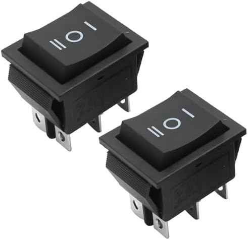 DUZFOREI 2Pcs Rocker Switch 3 Position 6 Pins Non-Illuminated ON Off ON, Car Boat Switch, Black Paddle Switch, AC 125V/16A AC 250V/20A DPDT, Replace KCD2-203