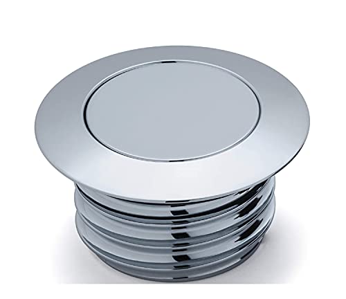 Bouchon de réservoir de carburant ventilé argenté à filetage standard compatible avec Harley 1982-2010 (argenté, bouchon d'essence pop-up)