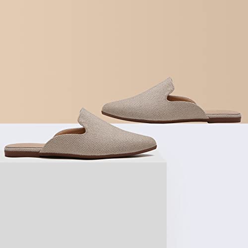 Image of Tilocow Women's Pointed Toe Flat Mules Backless Slip On Loafers