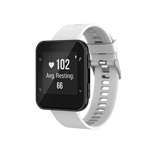 DKEnjoy Silicone Wristband Replacement Accessory Sports Watch Straps Bracelet Compatible for Garmin Forerunner 35/30 Smartwatch (White)