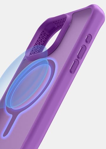 Coque iPhone 15 ProMax violet foncé mate Itskins HYBRID R idéale pour trajets et bureau