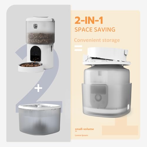 Romiromi Futterautomat Katze,2.4G & 5G WiFi,4.5L,1-10 Mahlzeiten/Tag, 1-15 Tag,Automatischer Futterspender mit Edelstahlnapf,Automatic Cat Feeder – Bild 5