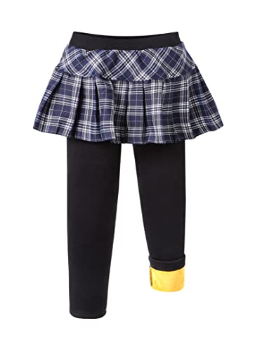 Irelia Winter Girls Skirt Leggings Fleece Lined Tutu Footless Pants Grid Blue 7-8 #TOP20