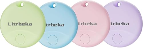 Ultrbeka Air Tag-4 Pack Bluetooth Item Finder for iPhone – MFi Certified Smart Tracker Compatible with Apple Find My, Replaceable Battery, IP67 Waterproof Key Finder for Keys, Wallet, Luggage