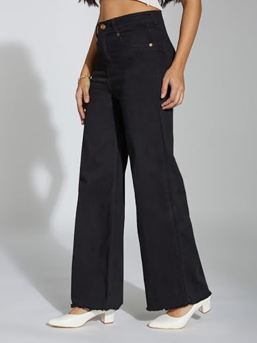 Image of Miss Chase Women's Wide-Leg High-Rise Regular-Length Stretchable Shaping Denim Jeans