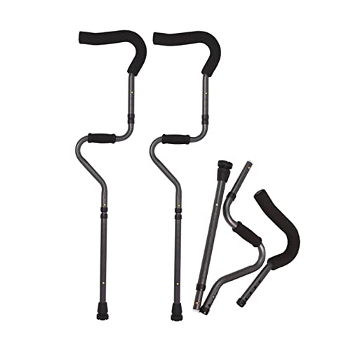 Muleta plegable para axilas, muleta médica portátil en forma de S con altura ajustable, muletas ergonómicas y livianas para adultos, soporta hasta 286 libras