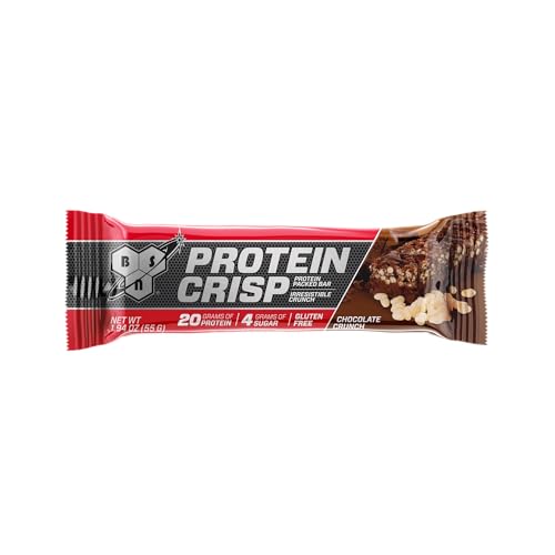 Image of BSN Protein Crisp Bar, Chocolate Crunch, 20 Gram Protein Snack Bars with Whey and Fiber, Gluten-Free Crunchy Energy Bars for Workout, Fitness, On-the-Go, 12 Count