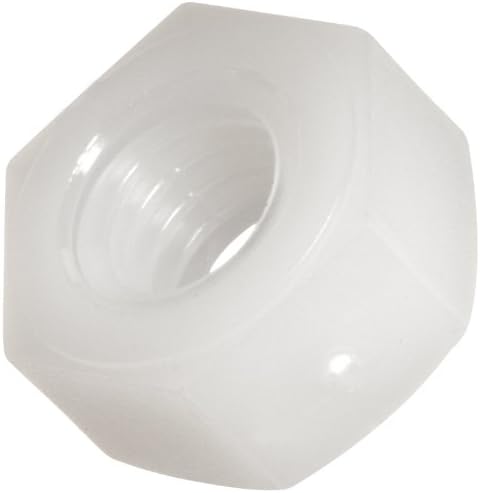Nylon 6/6 Small Pattern Machine Screw Hex Nut, Off-White, #2-56 Thread Size, 3/16" Width Across Flats, 1/16" Thick (Pack of 100)