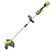 Produktbild Greenworks 24V Akku Rasentrimmer & Kantenschneider mit Rad für mittelgroße Gärten, 33cm Schnittbreite, automatischer Vorschub 2mm Nylonfaden, OHNE 24 V Akku & Ladegerät, 3 Jahre Garantie GD24LT33