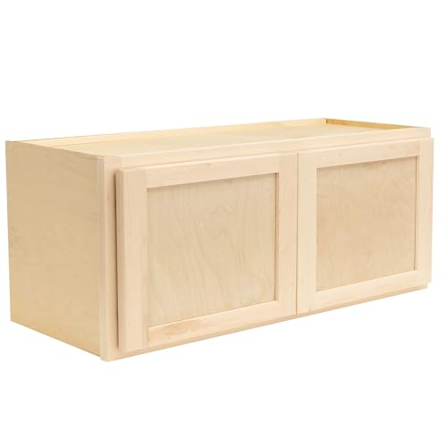 Quicklock RTA (Ready-to-Assemble) 30" Tall Wall Kitchen Cabinets - Shaker Style | 100% Hardwood | Made in America | Soft Close Hardware (Raw Maple, 12" D x 36" W x 12" H) -  Quicklock Cabinets