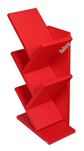 Image of Madhuran Engineered Wood Book Stand Holder (Matte,Red) / for Living Study Room Home Library Storage Furniture Deckup Open Rack