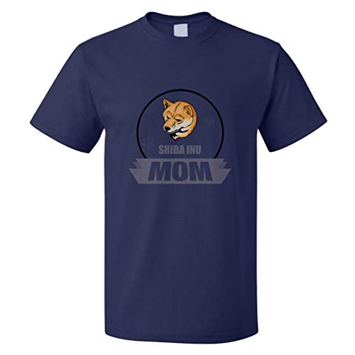 Custom Funny Graphic T Shirts for Men Mom Shiba Inu Dog Cotton Top Navy Design Only Large