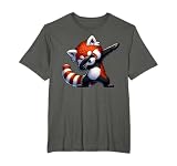Panda Dab Rojo Personaje Gracioso Caricatura Cómico Camiseta
