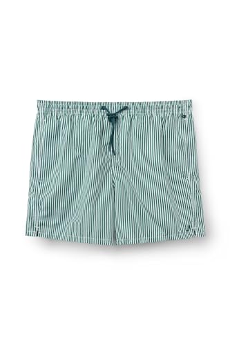 Man's Green Stripe Print Swim Trunks