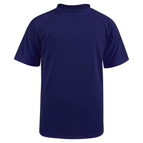 BSBUY Kinder UPF50+ Schutz Rashguard Jungen Blauer Schwimmshirt mit Stehkragen UV Shirt Unisex Beach Badeshirt Wassersport Top Schnelltrocknend Atmungsaktiv Tshirt Schwimmanzug Surfen (Marineblau,150)