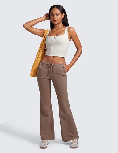 Image of CRZ YOGA Ribbed Henley Crop Tank Tops | Medium Support, Removable Pads, Casual, Square Back, Wide Straps, Longline Sports Bras for Women