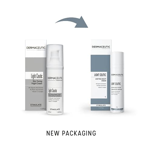 Dermaceutic Light Ceutic - Skin toning night cream - Brightening face cream with Glycolic Acid, Phytic Acid and Vitamin C - Age-defense cream - 40ml