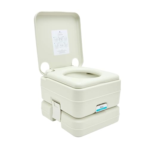 Hi-Gear Portable Flush Toilet with Seat Bellows Pump & Double Sealed Valve 10L Capacity Waste Tank Lightweight Durable & Hygienic Ideal for Camping Festivals Travel and Emergency Use