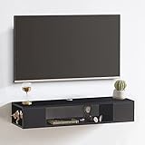 GHC Floating TV Stand, Wall Mounted Entertainment Center and Cabinet Shelf, TV Console with Storage，Media Console for DVD Player, Space-Saving Under TV Shelf for Bedroom, Living Room (Black)