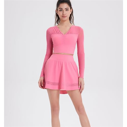 DAGIN Saias femininas de tênis de cintura alta com controle de barriga plissadas para golfe saias fe