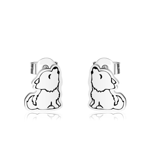 CHOORO Tiny Howling Wolf Earrings Animal Earrings Wolf Jewelry Gift For Her1